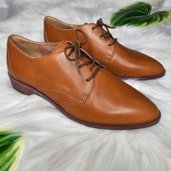 Madewell The Frances Oxford Shoe Tan Leather Loafers Lace Up Minimal Womens Sz 8 - Picture 4 of 11